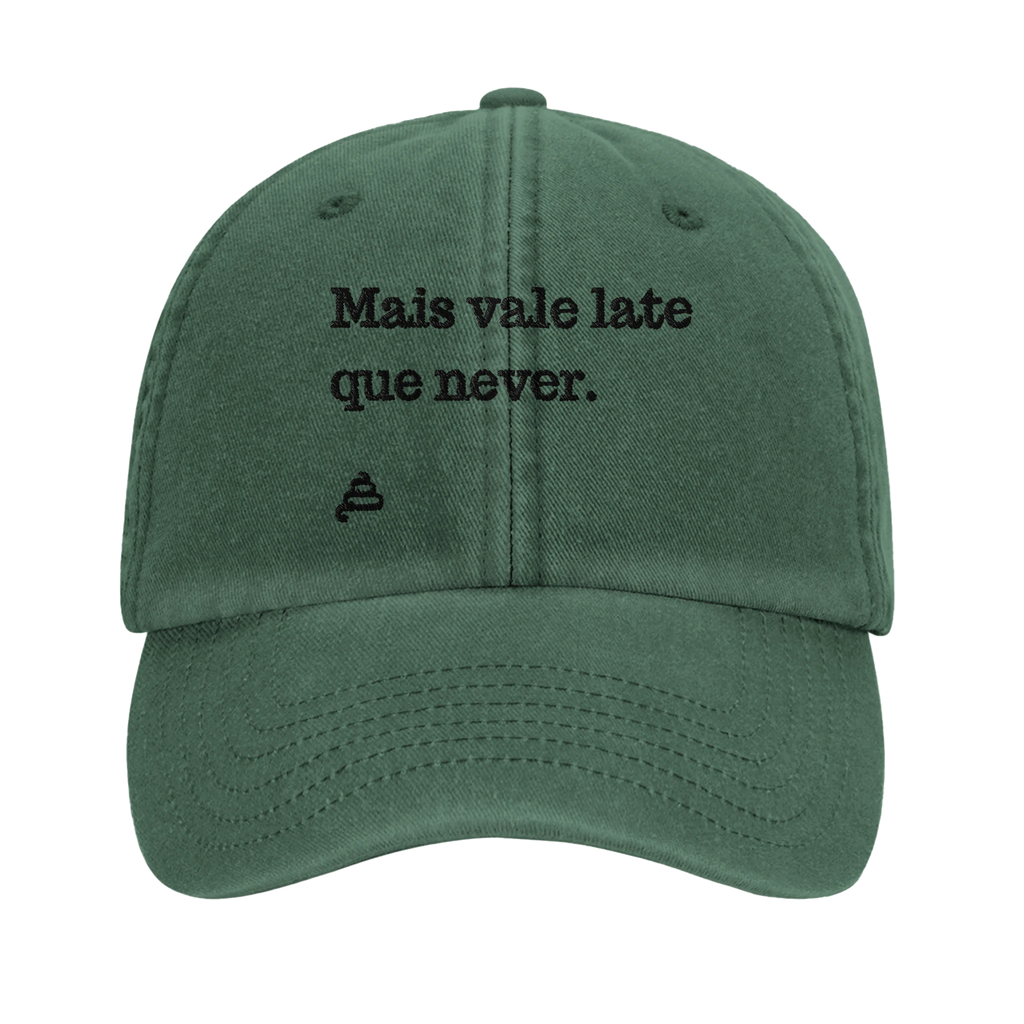bone verde garrafa bordado Mais vale late que never poesia coco