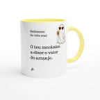 Caneca amarela Halloween da vida real: O teu mecânico a dizer o valor do arranjo — Poesia Cocó