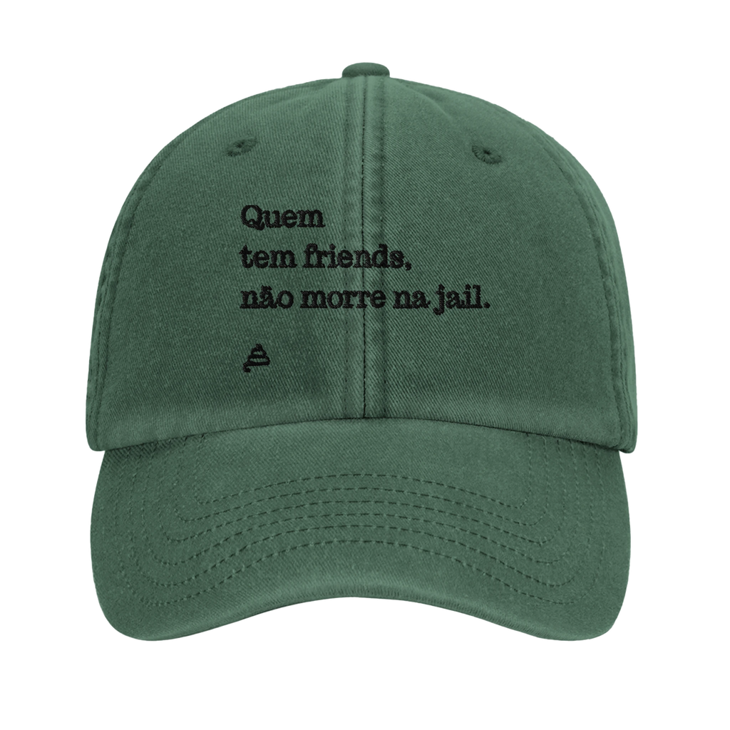 bone verde garrafa bordado Quem tem friends, não morre na jail poesia coco
