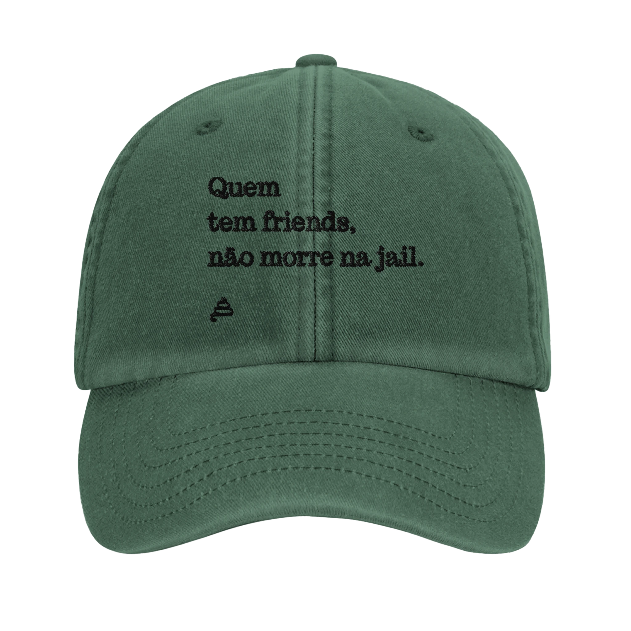 bone verde garrafa bordado Quem tem friends, não morre na jail poesia coco