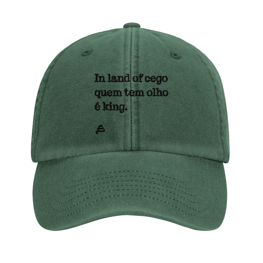 bone verde garrafa bordado In land of cego quem tem olho é king poesia coco