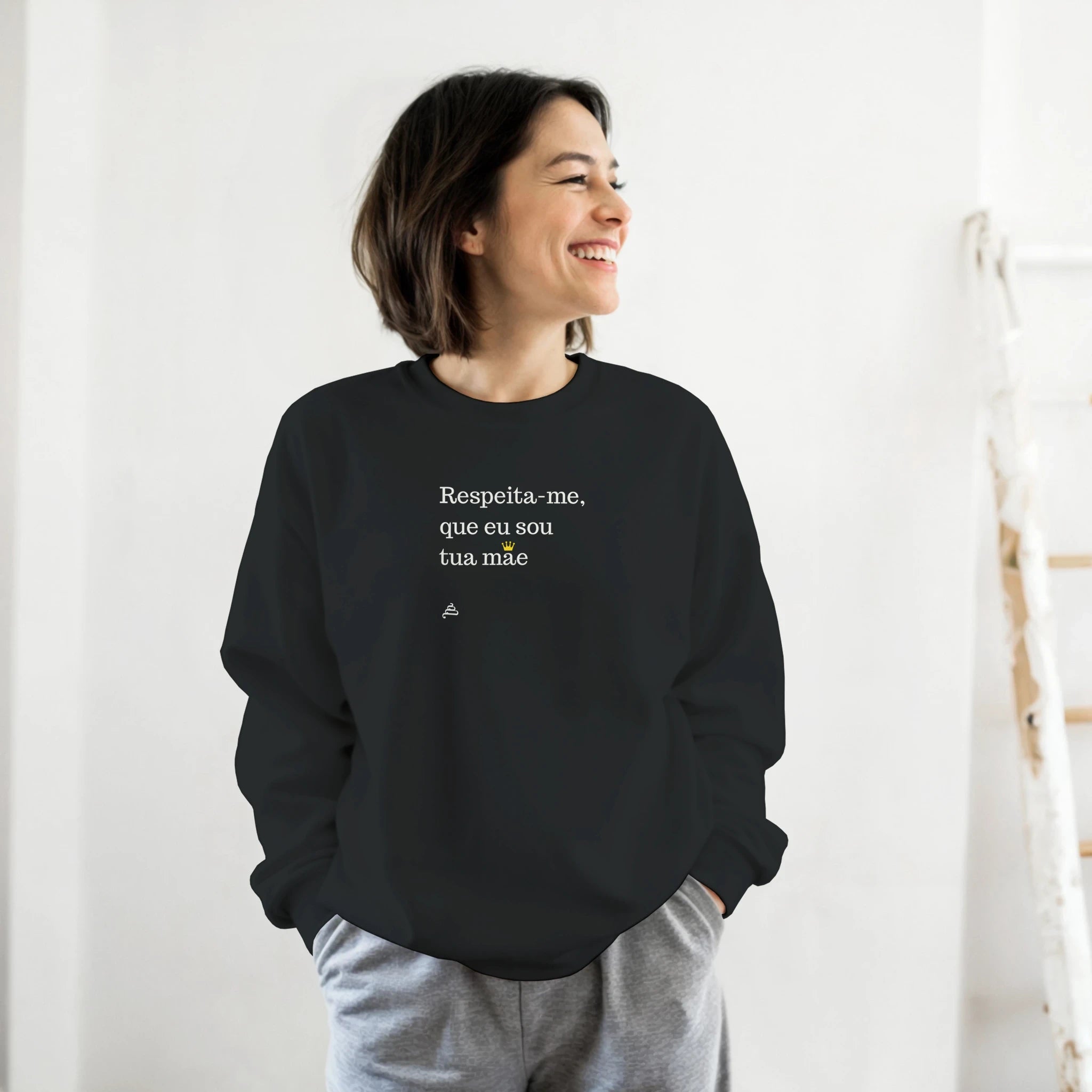 modelo mulher sweatshirt respeita me mãe