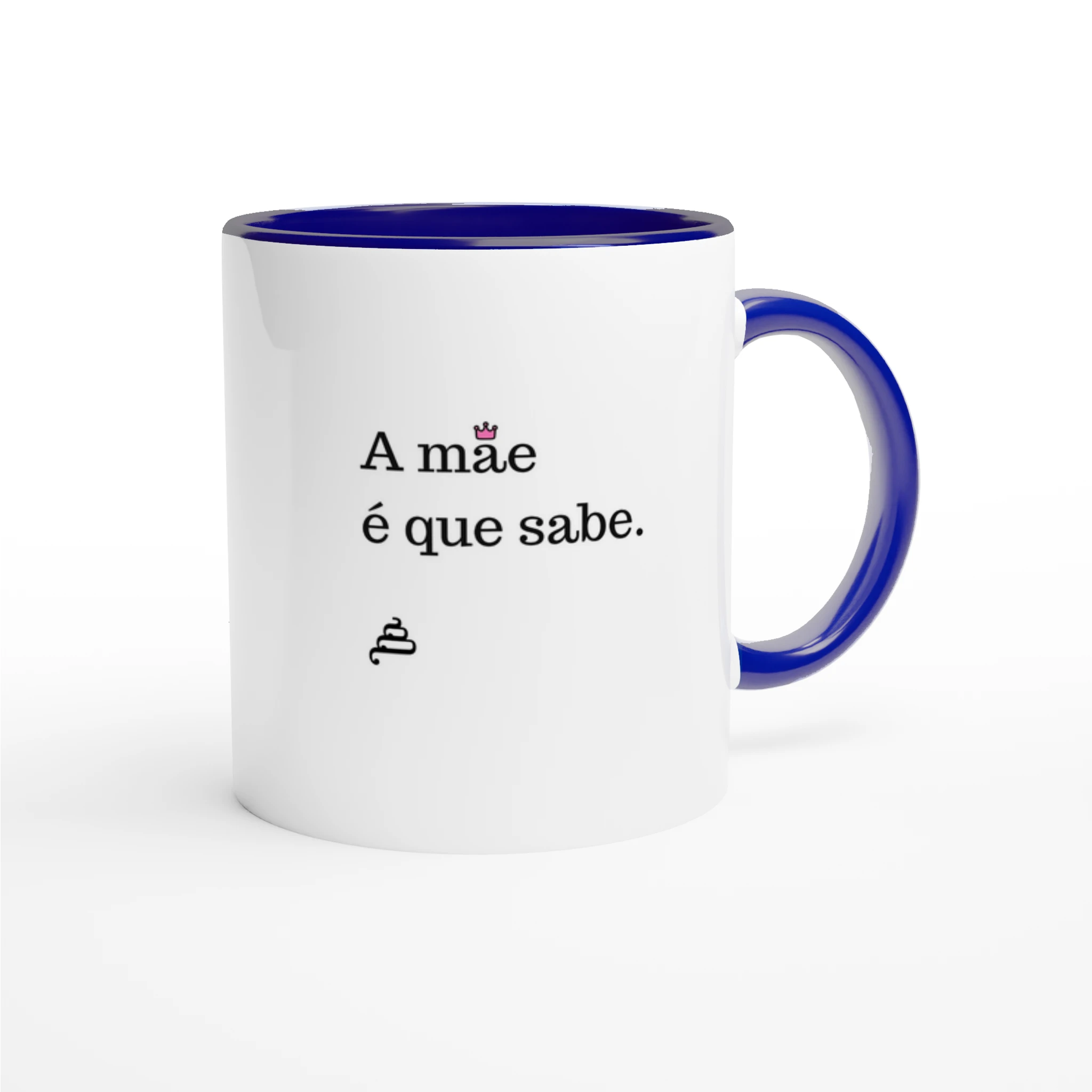 caneca branca com interior azul a mãe é que sabe presente dia da mãe