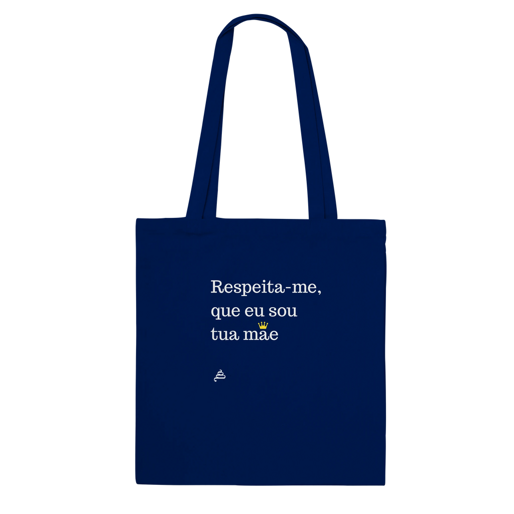 saco tote azul marinho frase mãe