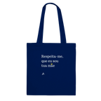 saco tote azul marinho frase mãe