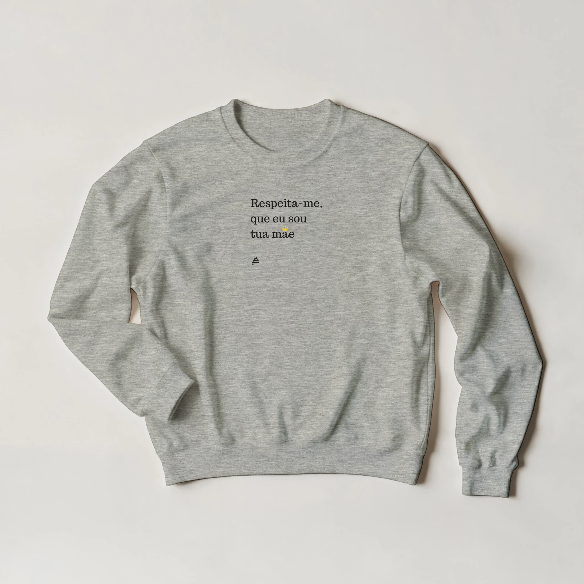 sweatshirt cinzenta frase respeita me mãe