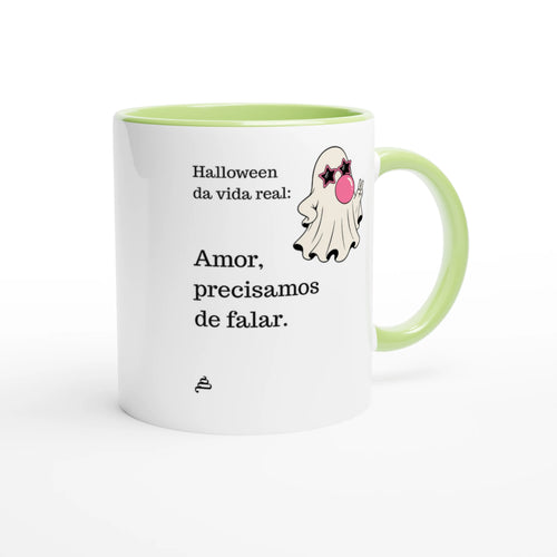 Caneca verde Halloween da vida real: Amor, precisamos de falar — Poesia Cocó