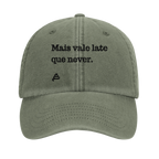 bone verde azeitona bordado Mais vale late que never poesia coco