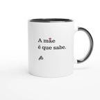 caneca branca com interior preto a mãe é que sabe presente original