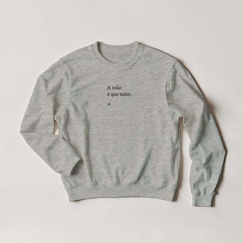 sweatshirt cinzenta a mãe é que sabe estilo minimalista