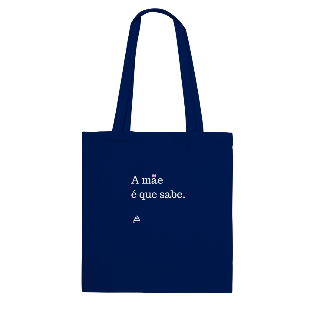 saco tote azul marinho frase mãe