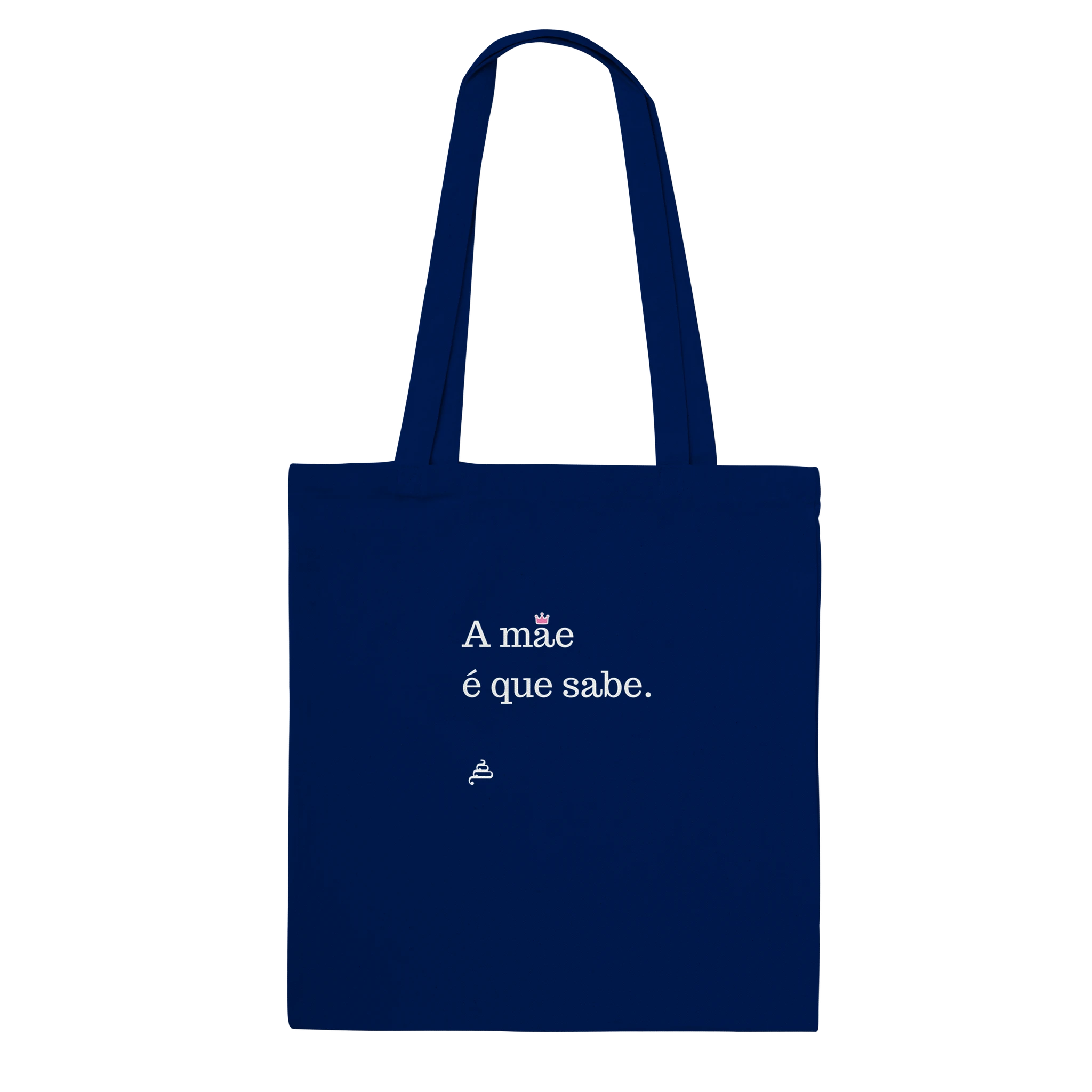 saco tote azul marinho frase mãe