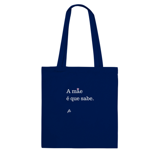 saco tote azul marinho frase mãe